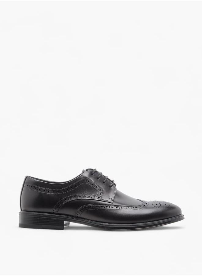 DUCHINI Men's Perforated Derby Shoes with Lace-Up Closure  - Image 3
