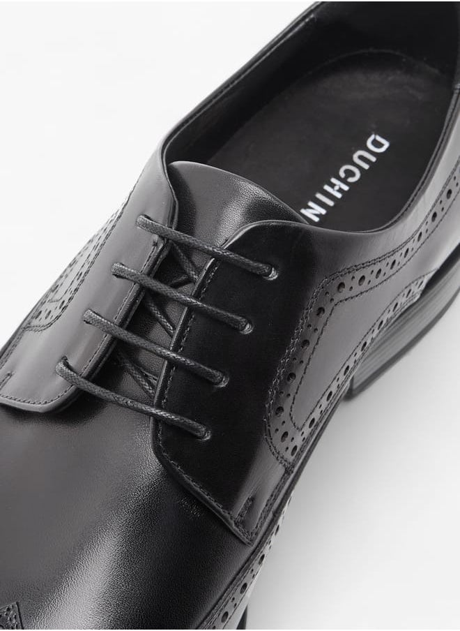 DUCHINI Men's Perforated Derby Shoes with Lace-Up Closure  - Image 4