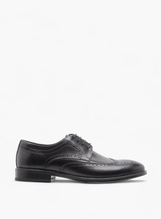 DUCHINI BLACK Men's Perforated Derby Shoes with Lace-Up Closure for Men | Best Price UAE
