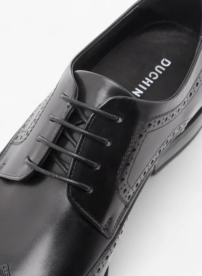 DUCHINI BLACK Men's Perforated Derby Shoes with Lace-Up Closure for Men | Best Price UAE