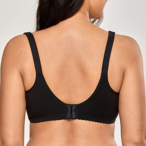 Gratlin Womens Plus Size Cotton Nursing Bra Wireless Breastfeeding Maternity Bras Black 40F - Image 3