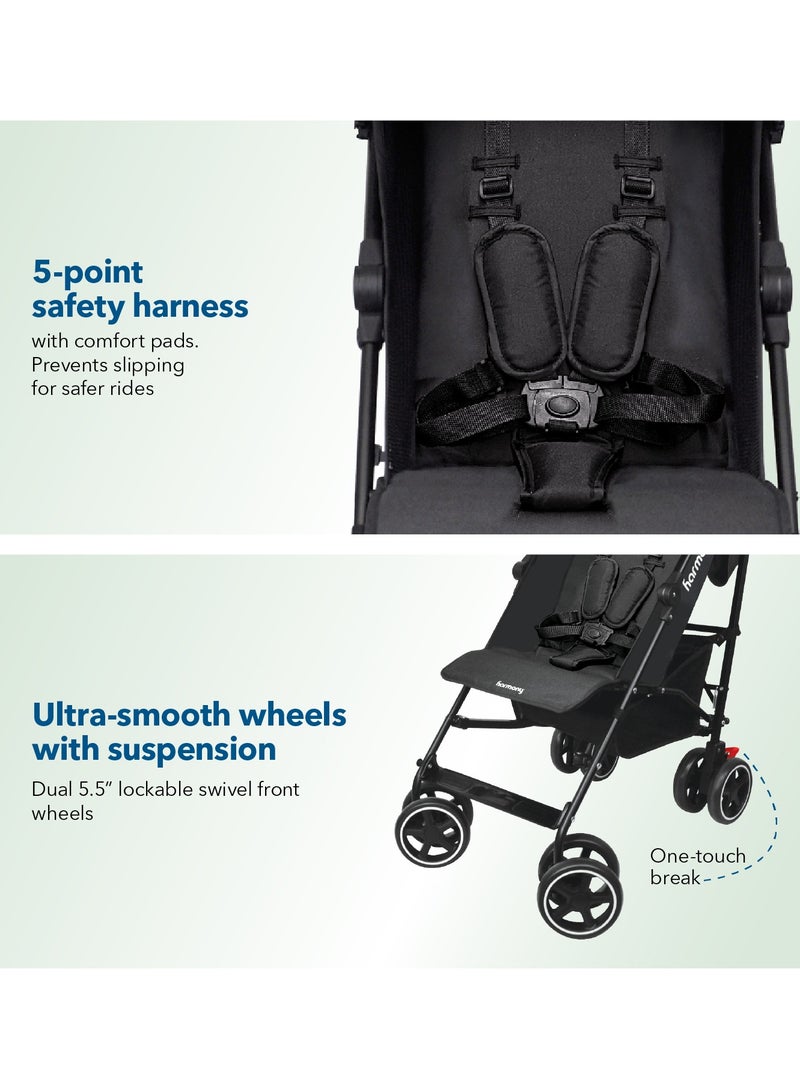 Harmony Aspire Deluxe Umbrella Fold Stroller | Lightweight & Compact | 6 Months to 22.7 kg | 5-Point Harness | Adjustable Recline | Weather Canopy - Image 3