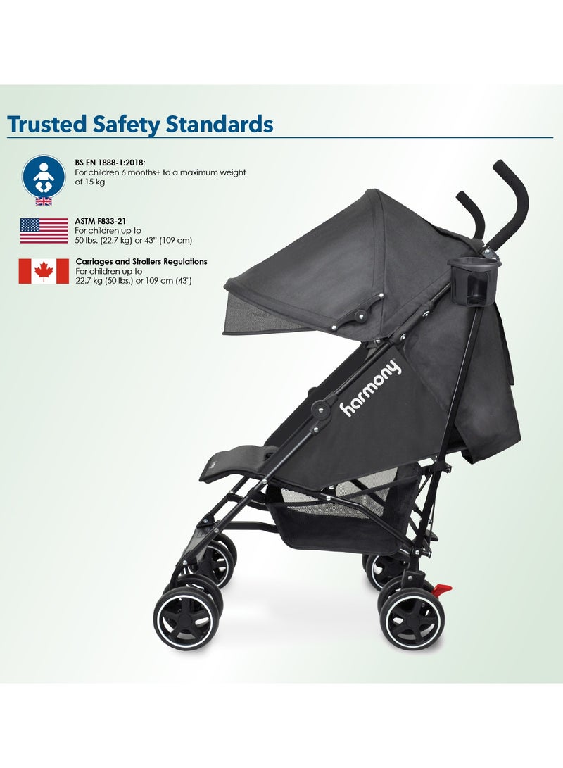 Harmony Aspire Deluxe Umbrella Fold Stroller | Lightweight & Compact | 6 Months to 22.7 kg | 5-Point Harness | Adjustable Recline | Weather Canopy - Image 2