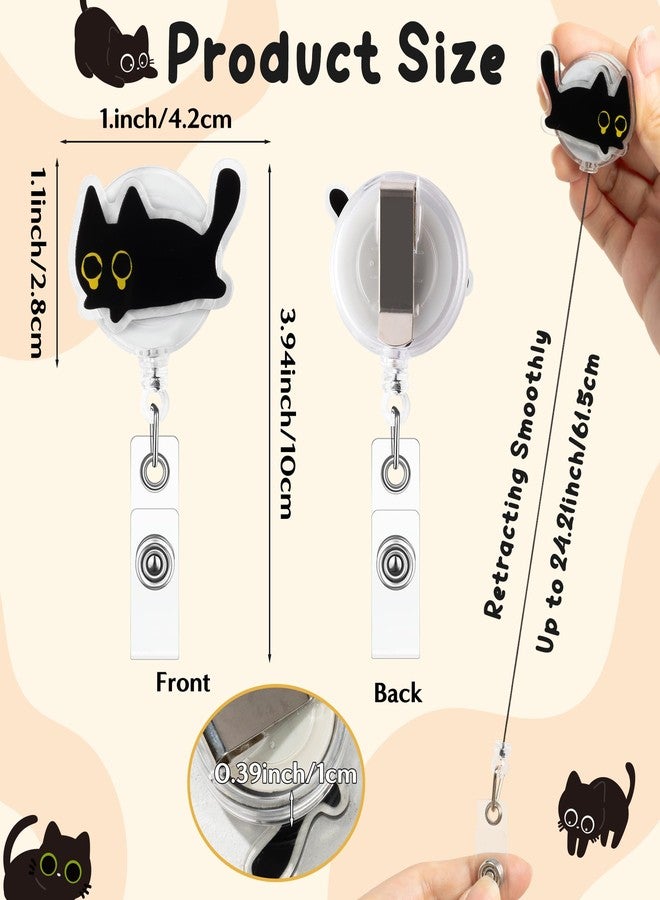 Eartim Cute Black Cat Funny Badge Reel - 9Pcs Lovely Animal Acrylic Retractable ID Badge with Metal Clip Name Tag Holder for Nurse Cat Lover Office Staff Student Birthday Gift Halloween Party Supplies - Image 4