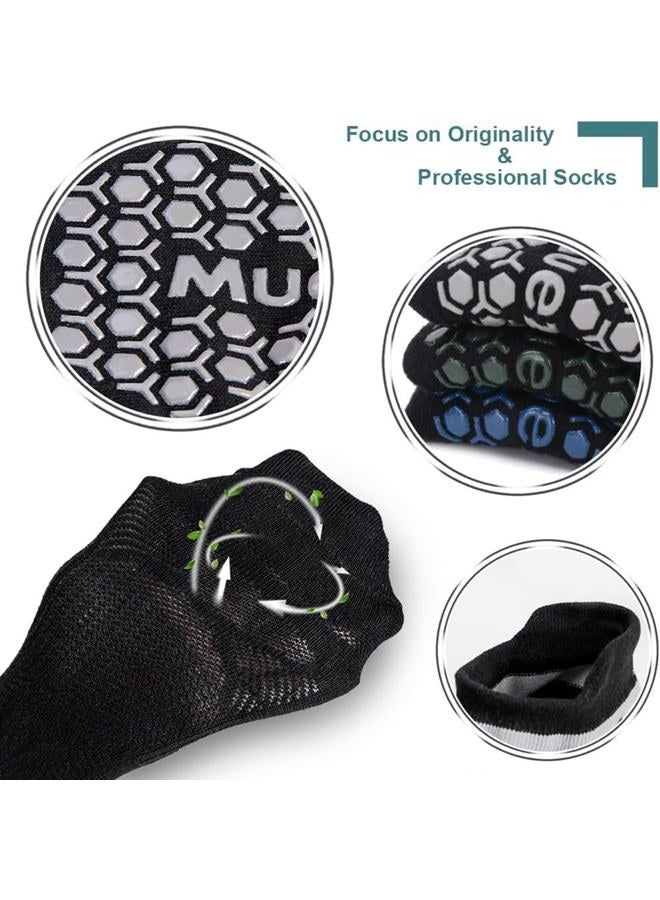 Muezna Men's Non-Slip Yoga Socks, Anti-Skid Pilates, Barre, Bikram Fitness Hospital Slipper Socks with Grips - Image 4
