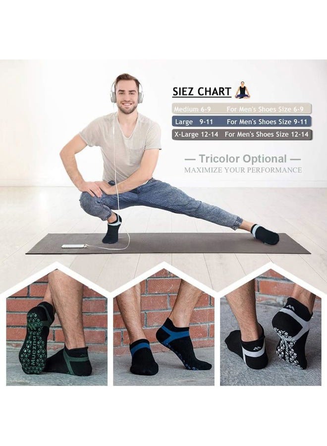 Muezna Men's Non-Slip Yoga Socks, Anti-Skid Pilates, Barre, Bikram Fitness Hospital Slipper Socks with Grips - Image 2