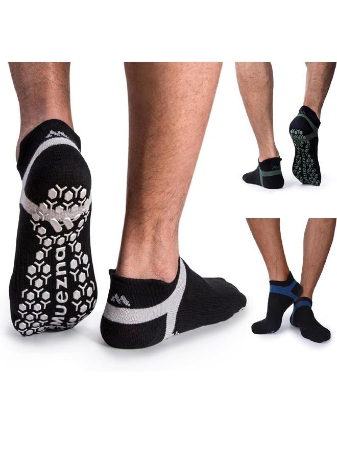 Muezna Men's Non-Slip Yoga Socks, Anti-Skid Pilates, Barre, Bikram Fitness Hospital Slipper Socks with Grips - Image 1