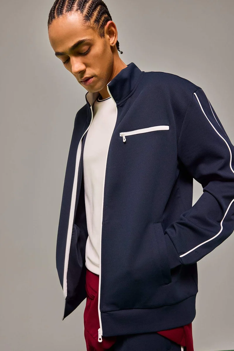 ديفاكتو Standard Fit High Neck Zip-Up Sweatshirt