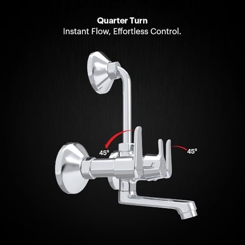 Johnson Bathrooms Johnson Sega Wall Mixer 2 in 1 with Bend Pipe | Bathroom Tap, Mixer Tap, Wall Mixer, Kitchen Faucet| Provision for Hot & Cold Water| 10 Years Warranty - Image 2