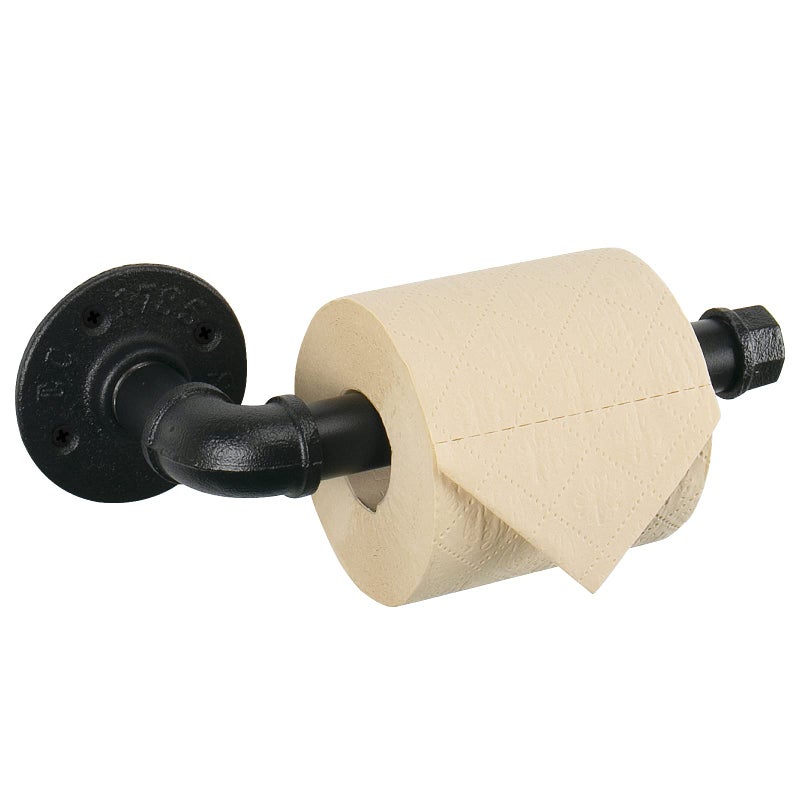 Livabber Industrial Pipe Toilet Paper Holder  Vintage Style DIY Wall Mount Roll Tissue Towel Holder for Bathroom Living Room and Kitchen 9 Black