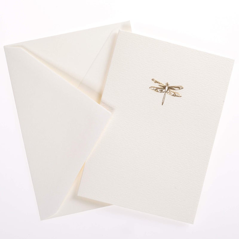 Graphique Dragonfly La Petite Presse Boxed Notecards - 10 Embossed and Embellished Gold Foil Blank Cards with Matching Envelopes, 3.25" x 4.75" - Image 2