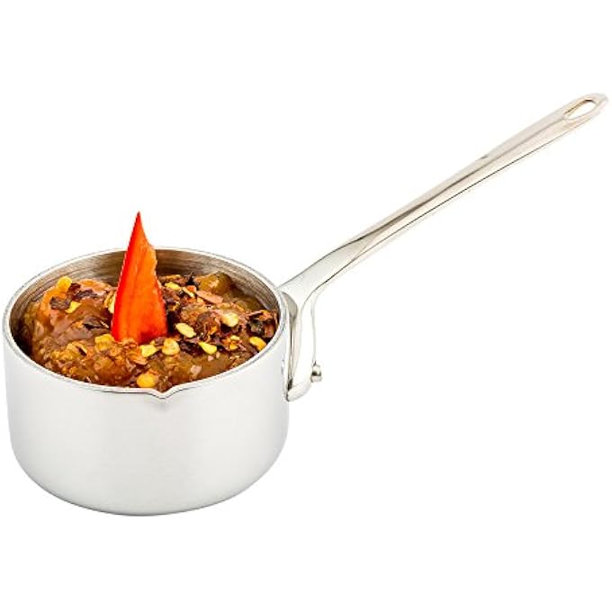 ريستورنت وير قدر صغير سعة 2 أونصة، قدر صغير متين، فوهة صب مدمجة، قابل للغسل في الأطباق، مصنوع من الفولاذ المقاوم للصدأ باللون الفضي، مناسب للصلصات والغمسات أو الأطباق الصغيرة - Image 1