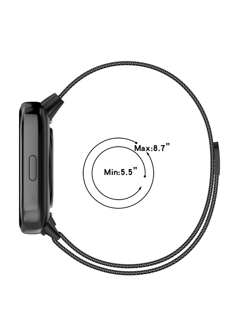 1Pcs Milanese Loop Band Compatible with Redmi Watch 3 Active/Redmi Watch 3 Lite Magnetic Stainless Steel Mesh Quick Release Adjustable Replacement Smartwatch Wristband (Black) - Image 5