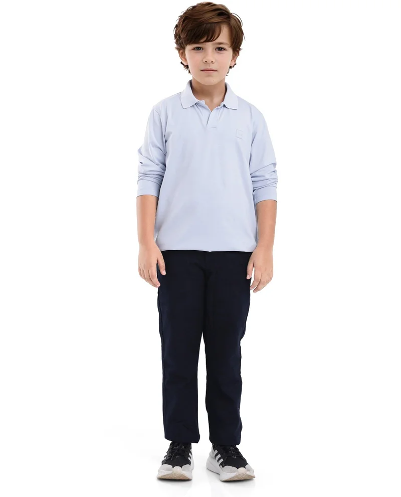 Rare Ones Rare Ones Kids Flit Light Blue Cotton Poly Full Sleeve Regular Collar Solid Polo