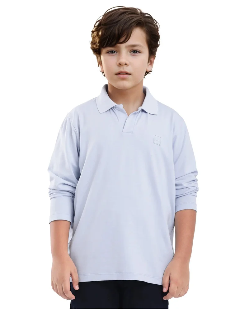 Rare Ones Rare Ones Kids Flit Light Blue Cotton Poly Full Sleeve Regular Collar Solid Polo