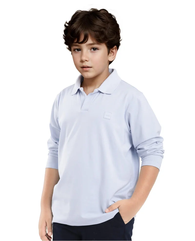 Rare Ones Rare Ones Kids Flit Light Blue Cotton Poly Full Sleeve Regular Collar Solid Polo