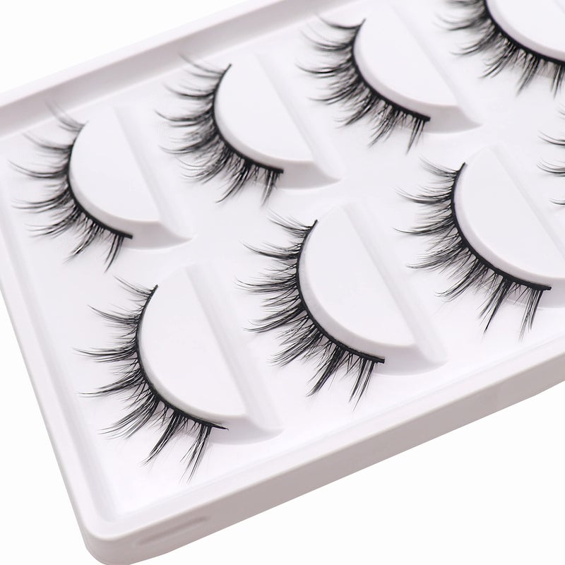 Veleasha Manga Lashes Spiky False Eyelashes 100% Handmade Eyelashes Anime Fake Lashes Lightweight Wispy Lashes 5 Pairs Pack (6D75) - Image 3