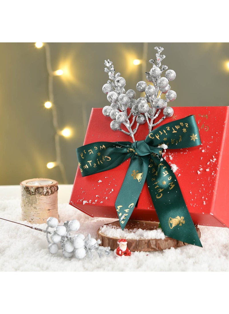 Fomlily Fomlily 16 Pack Christmas Glitter Berries Stems  8"" Artificial Christmas Picks Snowy Berry Stems for Christmas Tree Ornaments  DIY Xmas Wreath  Crafts  Holiday and Home Decor (Silver)  - Image 3