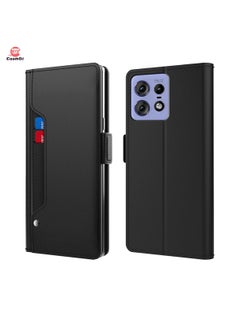 CoomBe PU Leather Protection Cover Wallet For Motorola Edge 50 Pro Black  - Image 1