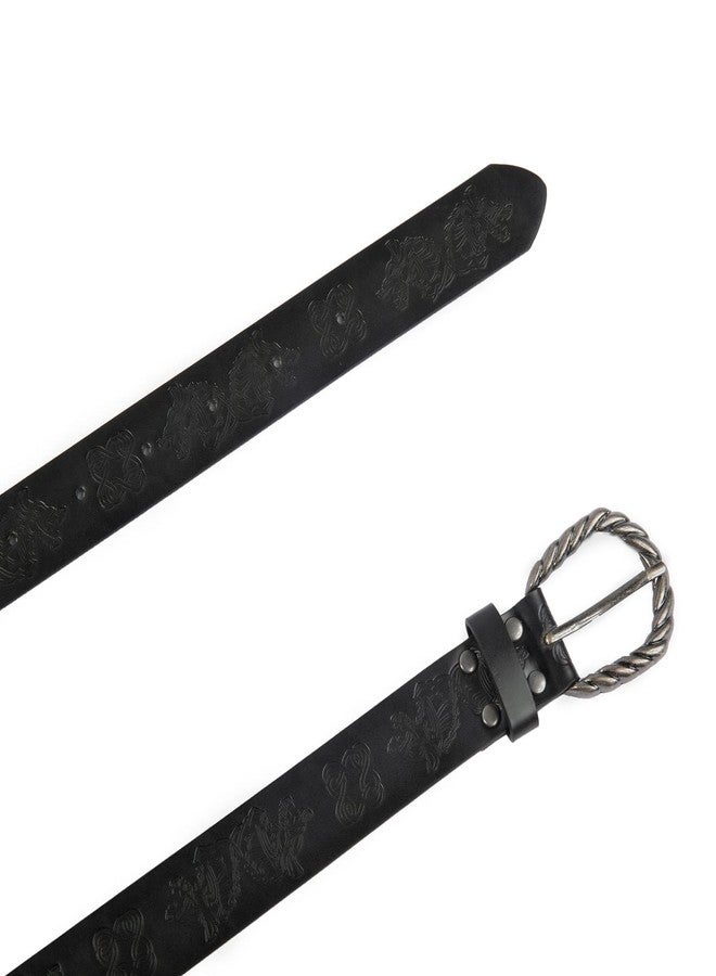 COSFAN Medieval Leather Belt, Viking Fenrir Embossed Leather Buckle Belt Medieval Knight Ring Belt Retro LARP Belt viking Accessory (Black) - Image 5