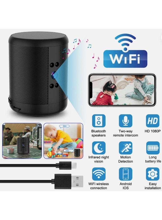 Generic Rechargeable 4K HD Mini Wifi Camera Portable Bluetooth Speaker Home Security Camera  - Image 1