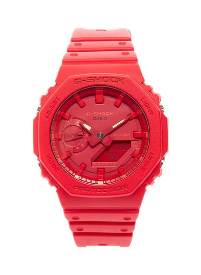 كاسيو ساعة كاسيو المعصمية التناظرية الرقمية المصنوعة من الراتنج GA-2100-4ADR باللون الأحمر - Image 1