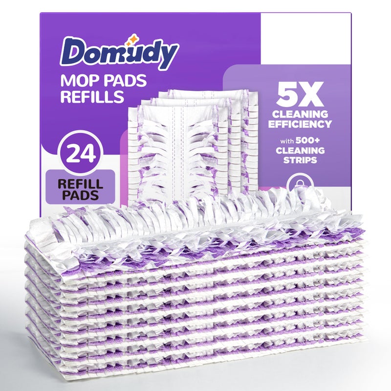 Domudy 5X Cleaning Power Mop Refills for Swiffer Power Mop, 500+ Strips Multi-Surface PowerMop Refill Pads, 24 Count Disposable Powermop Wood Mops, Replacement Mopping Pad for Floor Cleaning - Image 1