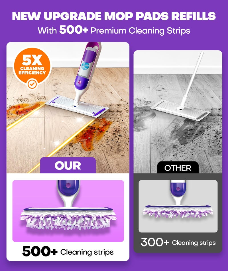 Domudy 5X Cleaning Power Mop Refills for Swiffer Power Mop, 500+ Strips Multi-Surface PowerMop Refill Pads, 24 Count Disposable Powermop Wood Mops, Replacement Mopping Pad for Floor Cleaning - Image 2