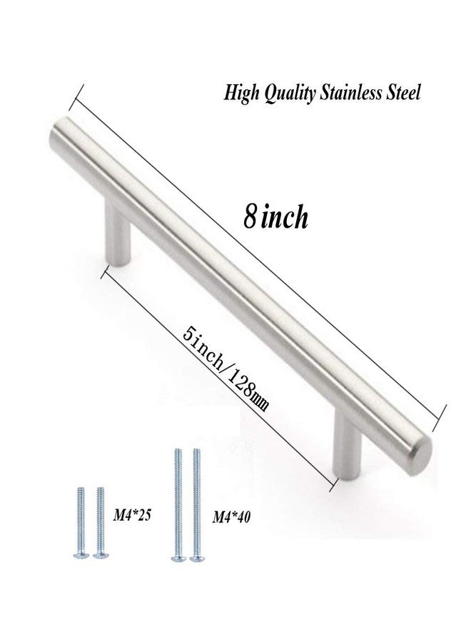 Wang-Data 30 Pack 12mm Stainless Steel Kitchen Cabinet Handles T Bar Pull (8" Overall Length,5" Hole Centers) - Image 2