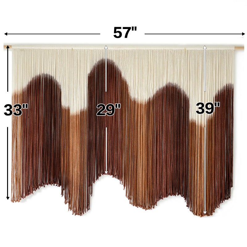 IOWER Macrame Wall Hanging Brown Dip-Dyed Large Handmade Macrame Cord Fiber Art Boho Wall Decor for Bedroom Living Room 57" W x 39" L - Image 4