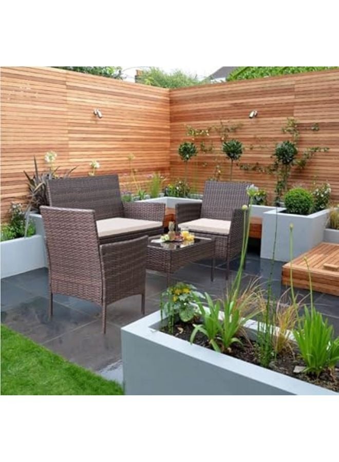 هارموني هوم طقم جلوس حدائق من هارموني هوم، 4 قطع مع وسائد، 100×49×80 سم، أثاث جلوس للفناء والشرفة، مقاوم للعوامل الجوية من راتان البولي مع إطار فولاذي، بني - Image 2