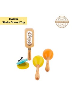BRAINSMITH Swoora Mini Percussion Set (0-3 Years) - Musical Wooden Rattle Toy For Infants And Toddlers, Non-Toxic Hold And Shake Sound Toys For Baby, Multicolor  - Image 2