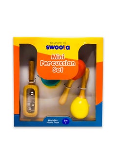 BRAINSMITH Swoora Mini Percussion Set (0-3 Years) - Musical Wooden Rattle Toy For Infants And Toddlers, Non-Toxic Hold And Shake Sound Toys For Baby, Multicolor  - Image 5