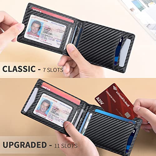 RUNBOX Genuine Leather Slim Wallet for Men RFID Blocking Bifold Minimalist Front Pocket Mens Wallet with Money Clip Thin Gift Box - Image 2