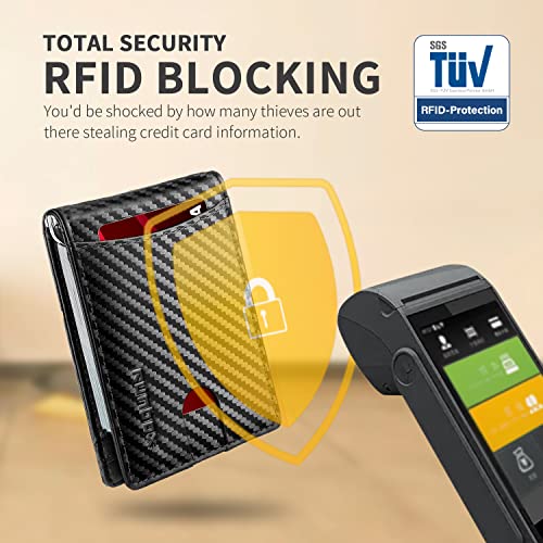 RUNBOX Genuine Leather Slim Wallet for Men RFID Blocking Bifold Minimalist Front Pocket Mens Wallet with Money Clip Thin Gift Box - Image 5