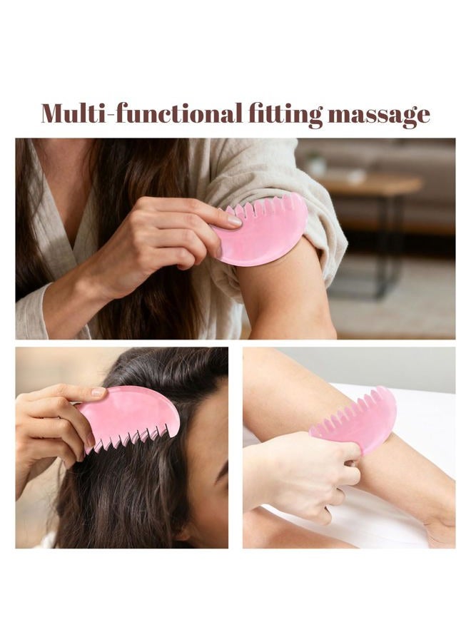 ideayard Massage Jade Comb Gift for Women Scalp Massage Comb Hand Made Rose Quartz Comb Polished Round Tooth - Image 5
