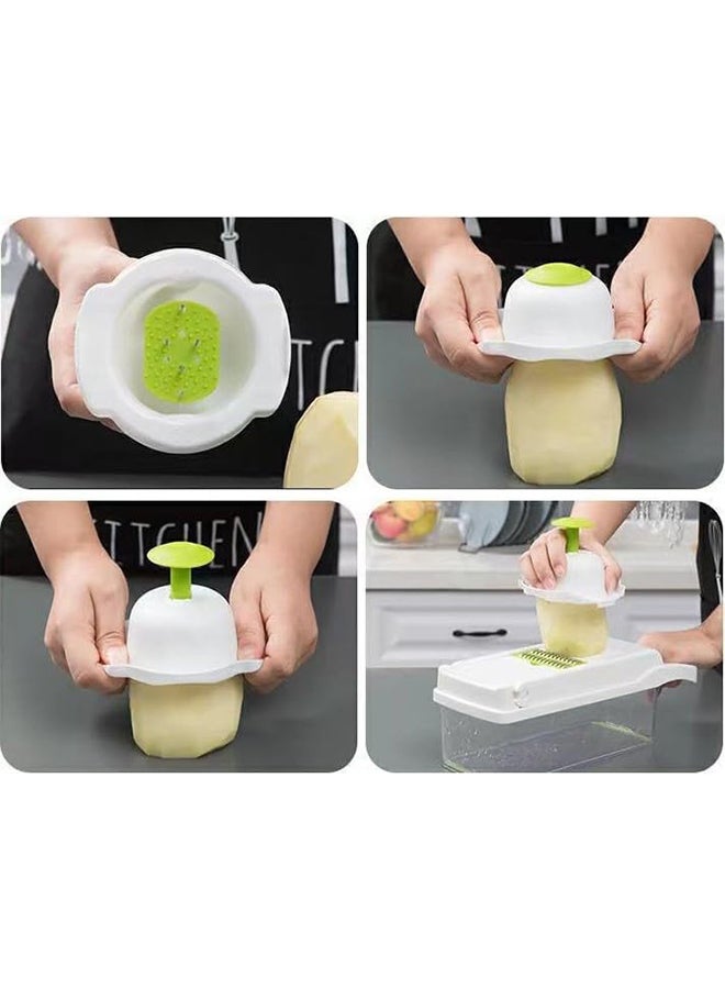 UREVO Vegetable Chopper : Multifunctional All-in-One Food Slicer Dicer Cutter with Draining Basket Grater With Container Compact Kitchen Gadgets Sets for Cooking - Image 4