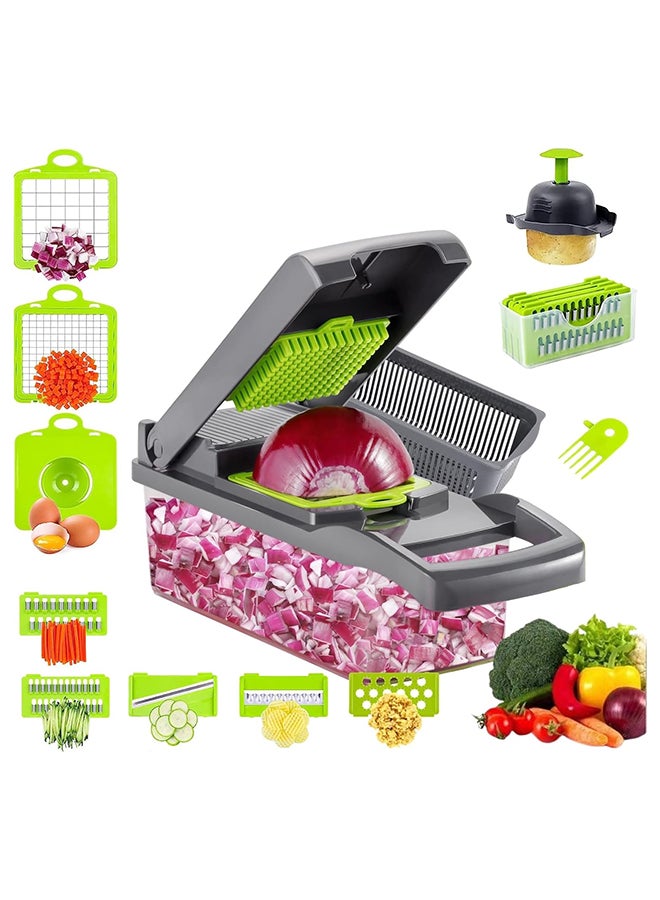 UREVO Vegetable Chopper : Multifunctional All-in-One Food Slicer Dicer Cutter with Draining Basket Grater With Container Compact Kitchen Gadgets Sets for Cooking - Image 1