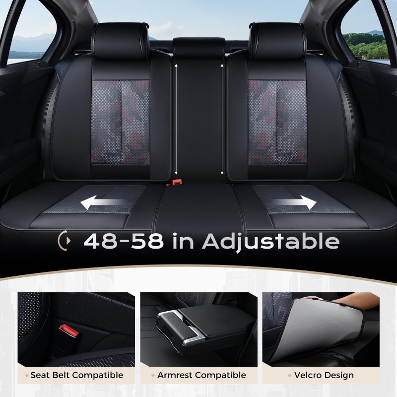 Coverado Seat Covers, Car Seat Covers Full Set, Leather Seat Covers for Cars, Car Seat Protector, Black Car Seat Covers Front Seats and Back Seats Universal Fit for Most Cars Camo - Image 3