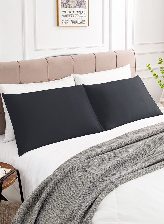 Warmstar أغطية وسائد قطنية من وورم ستار، مقاس قياسي، طقم من قطعتين، 600 خيط، مقاس 20 × 26 بوصة، أغطية وسائد قطنية ناعمة طويلة التيلة، قابلة للتهوية، بإغلاق ظرفي، لون أسود - Image 2