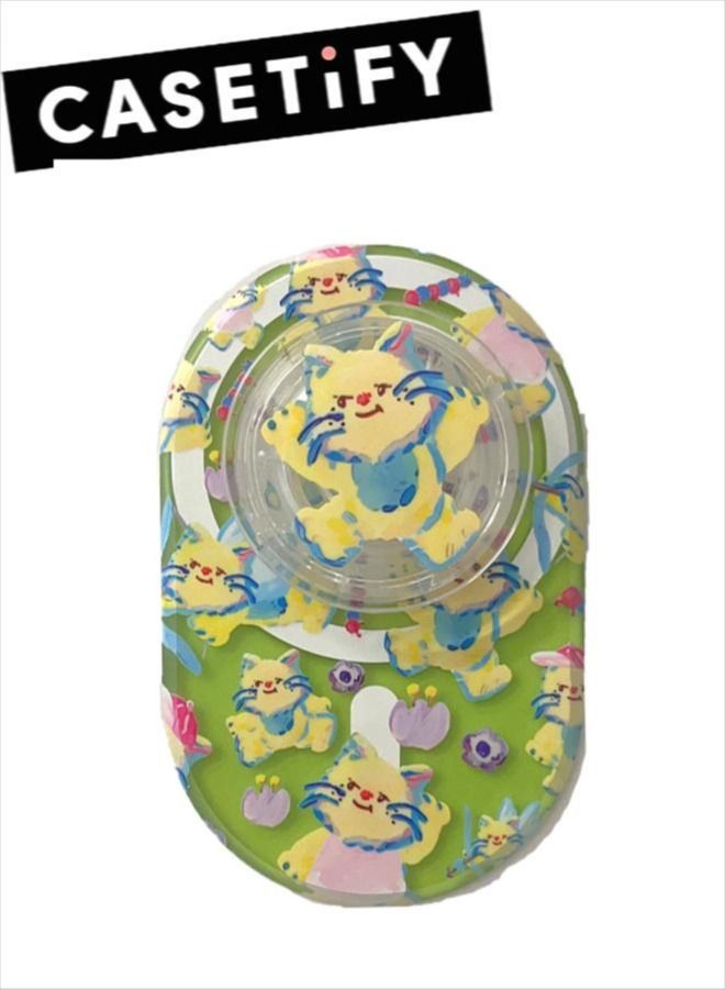 Casetify Cute Cat Phone Grip Stand Compatible with MagSafe, MagSafe Phone Grip Holder, Wireless Charging Compatible Green - Image 1