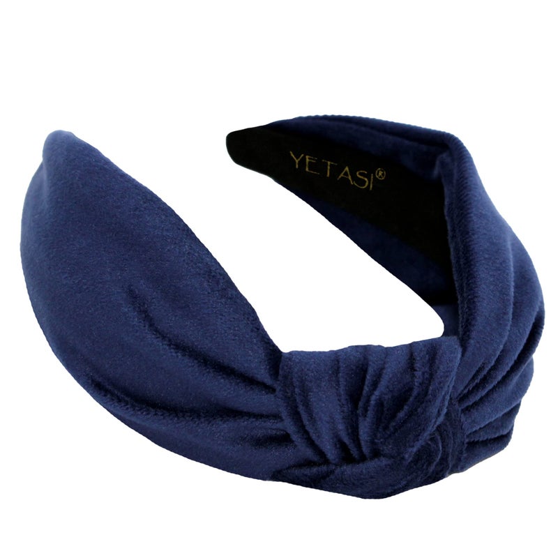 YETASI Navy Blue Velvet Headbands Women Girls Trendy Womens Headbands are Knotted Headband for Womens Hair Cute Headband Top Knot Fashion Designer