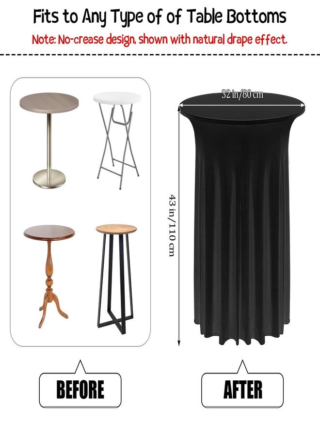 Kochorie 4 Pieces Cocktail Table Skirt Round Cocktail Table Covers 32 x 43 Inch Spandex Stretch High Top Table Cloth for Wedding Table Bar Banquet Party Supplies (Black) - Image 2