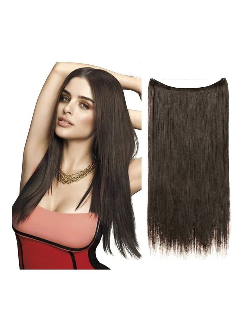 Estelle Hair Extensions Dark Brown Short Synthetic Hairpieces Straight Headband for Women Heat Resistant Fiber No Clip  - Image 1