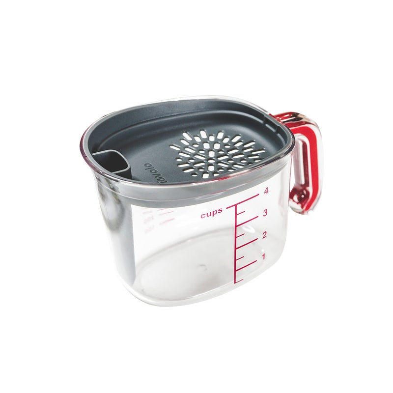 Tovolo Tovolo Gravy Boat Strainer Fat Seperator and Measuring Cup Kitchen Gadget for Measuring Pouring and other Food or Meal Prep ClearCharcoalRed 