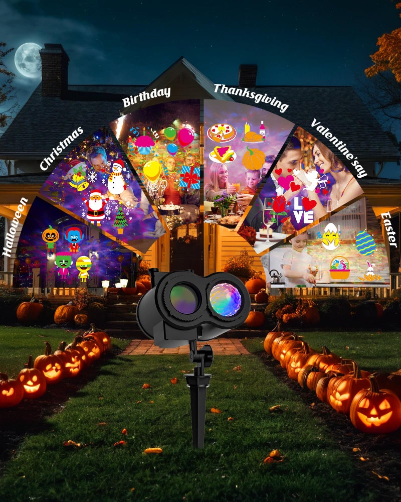 COOLWUFAN 2026 Upgrade Halloween Christmas Projector Lights Outdoor, COOLWUFAN 2-in-1 Holiday Projector Lights Decorations, 30 Bright HD Effects (20 Slides) Projection Light for Xmas Party Garden Yard Decor - Image 2