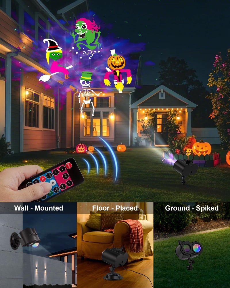 COOLWUFAN 2026 Upgrade Halloween Christmas Projector Lights Outdoor, COOLWUFAN 2-in-1 Holiday Projector Lights Decorations, 30 Bright HD Effects (20 Slides) Projection Light for Xmas Party Garden Yard Decor - Image 3