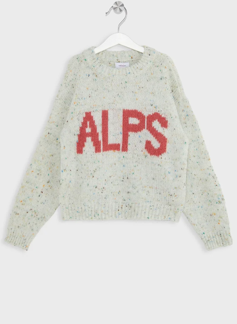 فيرو مودا جيرل كنزة بطبعة كلمة "Alps" للأطفال
