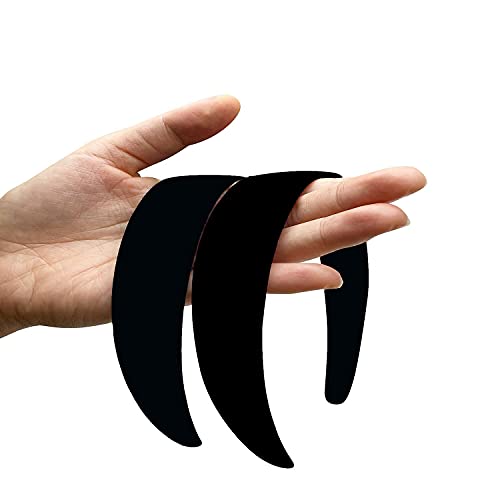 BallHull 1.2 Inch Satin Headbands, Ladies and Girls Antiskid Hard Hair Bands, DIY Hair Headbands, 6 Pcs Black. - Image 3