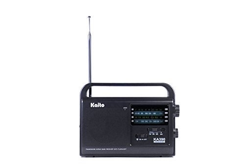 Kaito KA390 Portable AM/FM Shortwave NOAA Weather Radio with LED Flashlight, Color Black - Image 3